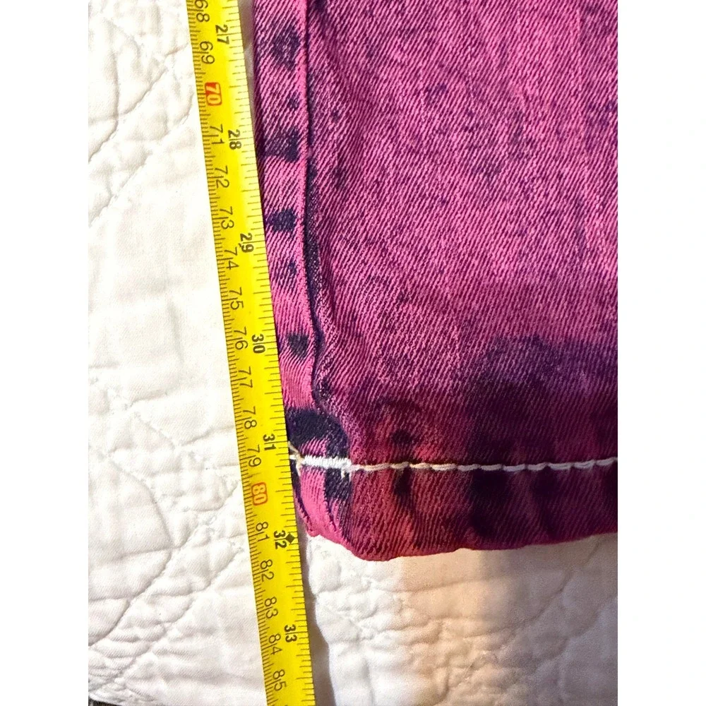 True Religion Bobbi Baggy Cargo Jeans Fiona Pink Overdye Super T Stitch 34 NEW